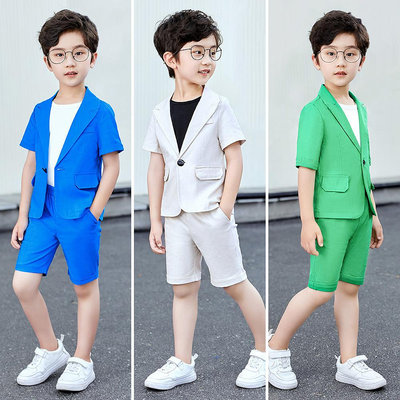 男童套裝夏帥氣韓版兒童小西裝新款男寶寶西裝兩件套表演週歲禮服