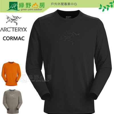 《綠野山房》Arcteryx 始祖鳥 男款 多色 CORMAC Logo長圓領長袖衫 排汗衣 29112