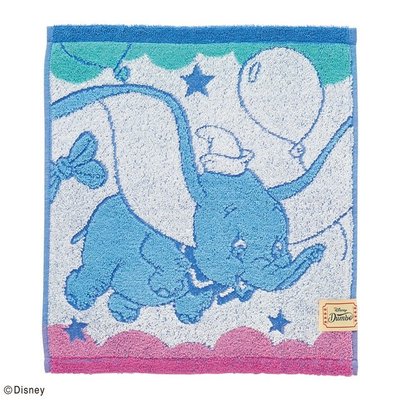 日本境內限定Disney迪士尼小飛象Dumbo綿100％毛巾.小方巾約34 × 35 cm泡湯健身 瑜伽 丸真 現貨