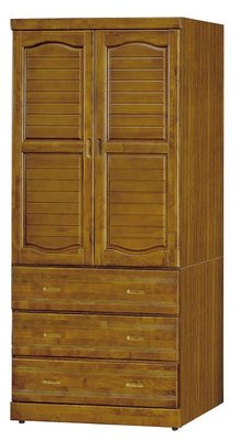【DH】商品貨號CK-37商品名稱《瑪沙》3X7尺百葉實木樟木色衣櫃(圖一)備3X6尺4X6尺4X7尺可選主要地區免運費
