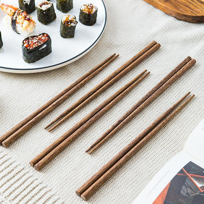 日式餐具家用進口雞翅木尖頭筷子日本壽司筷刺身原木細尖料理筷