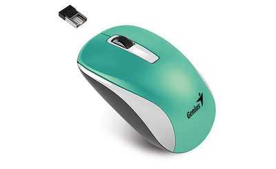 ( 贈送電競鼠墊 / 全新品 ) Genius 昆盈 NX-7010 藍光無線滑鼠 ( 湖水綠 )