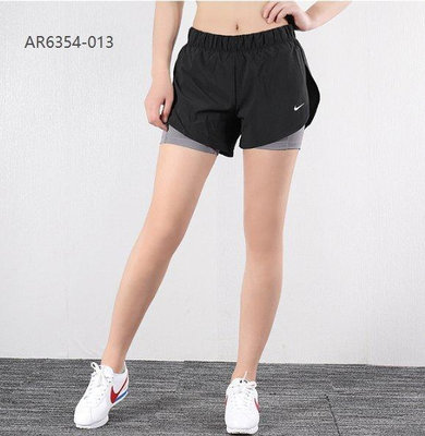 【熱賣精選】Nike NK 耐吉短褲 女款  黑灰 兩件式拼接 三角熱褲 運動速乾 訓練 AR6354013