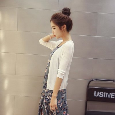【熱賣下殺】 G5 韓國時尚 夏季 空調衫 針織衫 開衫 純色 七分袖 薄外套 防曬衣