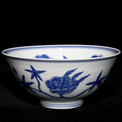 明成化青花花卉紋碗，高6.8cm直徑14.8cm，編號3 瓷器 古瓷 古瓷器