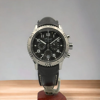 樂時計 BREGUET 寶璣 3810ST 不銹鋼材質 Type XXI Flyback 同軸飛返計時碼錶飛行錶 自動上鍊 皮帶 盒單齊全