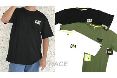 【RACE】CATERPILLAR TRADEMARK CAT T-SHIRT T恤 短袖 LOGO 工裝 黑 白 軍綠