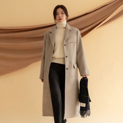 Bellee 正韓 質感品質 合身羊毛50%鋪棉長大衣  (2色) 【1117-10】