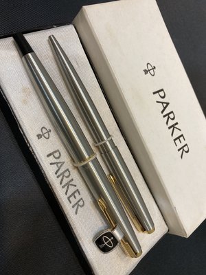 稀有款美製派克PARKER 45 全鋼黑尾鋼筆原子筆對筆(非萬寶龍西華百利金)