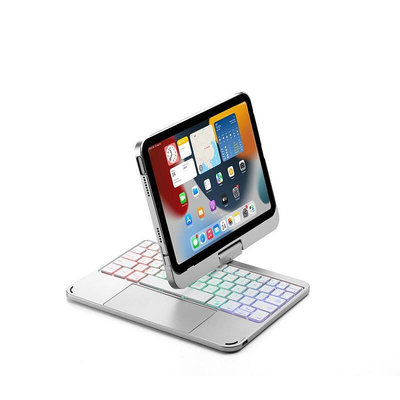F83ATS iPadmini6 8.3寸360度旋轉帶觸摸彩虹鍵盤保護殼