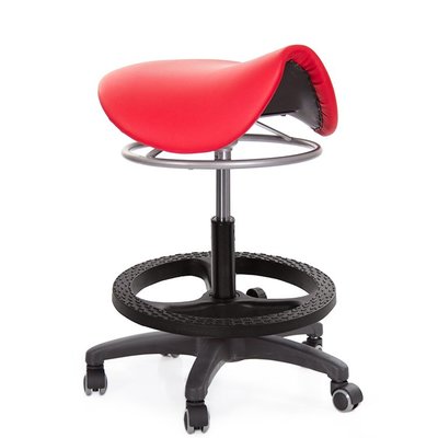 GXG 馬鞍型 工作椅 (塑膠踏圈+防刮輪)拉環升降款  型號T04 EXK