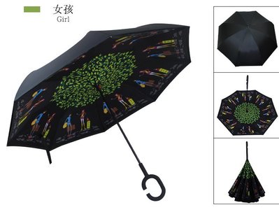 【熱賣下殺】好看特別的傘長柄反向自動雨傘女晴雨傘二人小清新車載免手持雨傘
