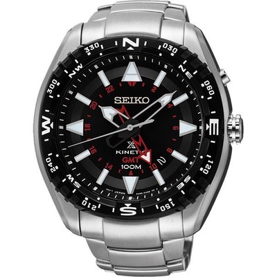 SEIKO 精工 PROSPEX系列 GMT 人動充電 鍊帶錶 (SUN049J1)黑x紅/46mm