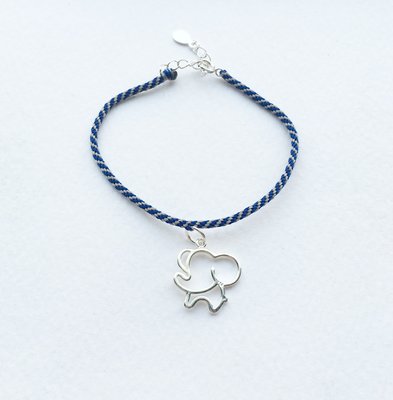 [Le Bonheur Line] 幸福線 手工/編織款 大象/925純銀 手鍊 飾品 彌月 禮物 手繩 藍色 灰色