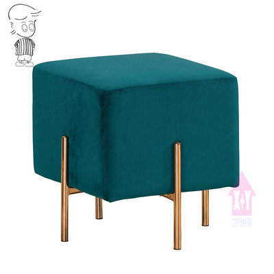 【X+Y時尚精品傢俱】現代沙發矮凳系列-艾森特 方凳(藍色布).餐椅.高級絨布+防鏽鐵管.摩登家具