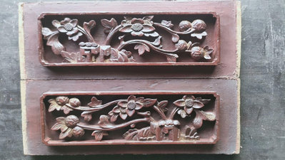 【二手】 精美清代花卉花板683 木雕 花板 木板【櫻子古玩】