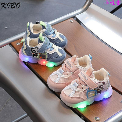 亮燈女寶寶鞋  0-3歲男童透氣網鞋  幼童軟底防滑鞋  嬰兒學步鞋  閃燈童鞋