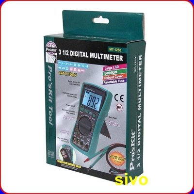 ☆SIVO電子商城☆ 寶工Pro'sKit MT-1280 3 1/2數位電錶,數位萬用錶 附電容.溫度測試