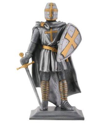 8400A 歐洲進口 限量品 銀金色中世紀騎士擺件 樹脂工藝品十字軍戰士盔甲擺飾裝飾品藝術硬擺件收藏送禮禮物