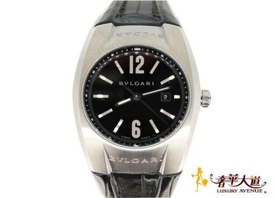 ＊奢華大道國際精品＊【W0111】BVLGARI寶格麗Ergon系列黑色錶帶弧形不鏽鋼面錶