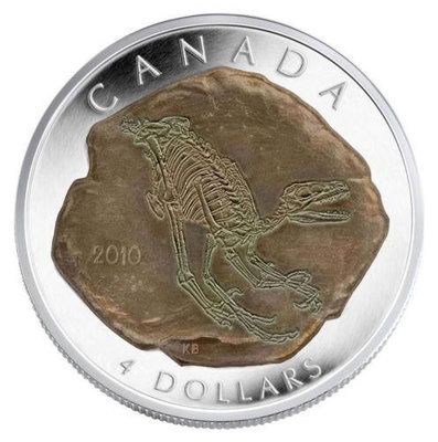 【海寧潮期貨】加拿大2010年恐龍化石系列4馳龍精制紀念銀幣