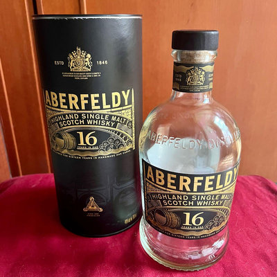ABERFELDY艾柏迪16年單一純麥威士忌 空酒瓶(700ml)/多用途玻璃空瓶/空洋酒瓶/裝飾/酒瓶/空瓶（附盒）