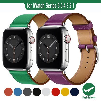 愛馬仕適用Apple watch7錶帶蘋果手錶iwatch1/2/3/4/5/6 代手錶帶軟真皮牛皮45/41mm女男