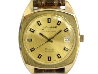 [專業模型] 機械錶 [glashutte 32C410] 德國 - 格拉蘇蒂 機械錶[金色面+日期]14K 包金