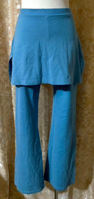 ~麗麗ㄉ大碼舖~大尺寸L-XL(26-36吋)靛藍色鬆緊帶彈性長褲~水褲/瑜珈韻律褲/褲裙