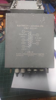 加拿大製造真空管燈絲專用變壓器208V/220V60Hz=7V 15A