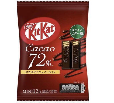《FOS》日本製 KitKat 72%濃郁可可 巧克力 威化餅乾 (12枚x12包) 期間限定 送禮 必買 零食 熱銷 2023新款