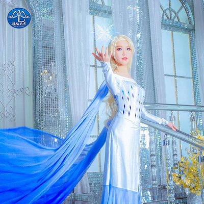 眾信優品 漫路雲霄 動漫電影冰雪奇緣2艾莎公主Elsa同款cosplay衣服服裝