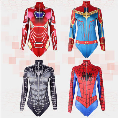 熱銷萬圣節cosplay連體衣拉鏈緊身衣3D數碼印花泳衣蜘蛛俠