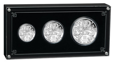 澳洲 紀念幣 2024 龍年生肖精鑄紀念銀幣三枚套幣組 原廠原盒