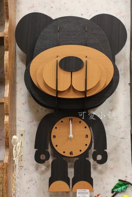 （台中 可愛小舖 )美式鄉村風DIY手拼立體感簡約造型熊掛鐘時鐘造型鐘壁鐘手做鐘居家佈置個人工作室咖啡店
