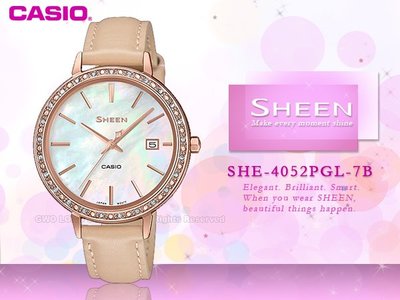 CASIO 卡西歐 手錶專賣店 國隆 SHEEN SHE-4052PGL-7B 米x玫瑰金 SHE-4052PGL