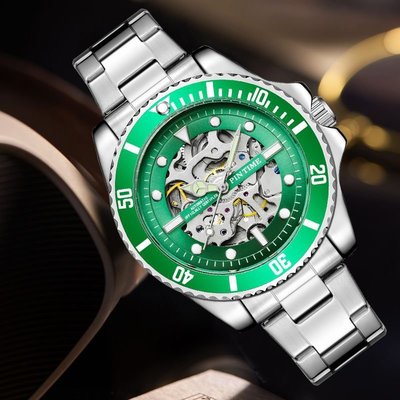 男士手錶 PINTIME/品時手錶綠水鬼全自動機械錶勞夜光防水男士手錶簡約錶