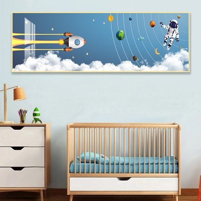 特賣-北歐風兒童房裝飾畫房間掛畫卡通動漫床頭背景墻臥室畫宇航員壁畫