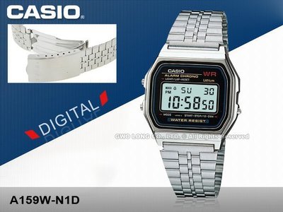 國隆手錶專賣店 CASIO A159W-N1DF 復古電子錶 不鏽鋼錶帶 三折式錶扣 A159W