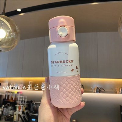 現貨熱銷-星巴克杯子新品2021櫻花粉白金貓爪馬克玻璃吸管隨行保溫水杯圓包
