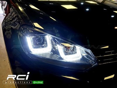 RC HID LED專賣店 福斯 VW GOLF6 6代 類 GOLF7 U型日行燈 遠近魚眼大燈組 含馬達 台灣製 B