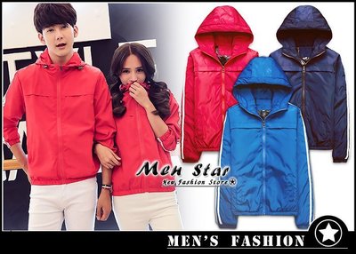 【Men Star】免運費 韓版亮色防風外套 藍色外套 紅色外套 男 女 媲美 adidas kappa edwin