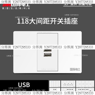 國際電工118型暗裝開關插座墻壁面板家用2USB插座多功能多孔