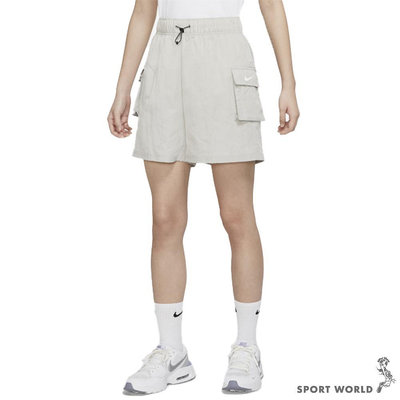 Nike 高腰短褲 女裝 工裝 梭織 米灰【運動世界】DM6248-012