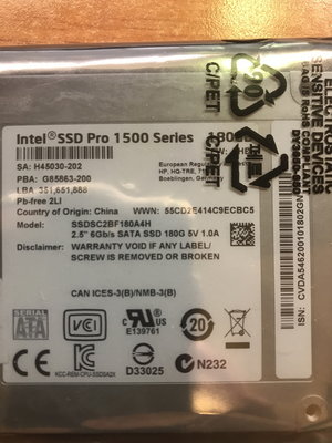 INTEL 英特爾 Pro1500 180G SATA3 企業級固態硬碟