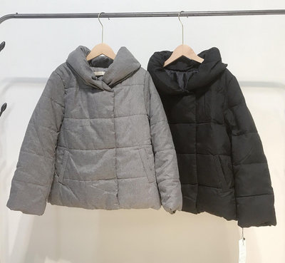 ❤*~同學繪~*❤日本品牌 W-0129。保暖厚領鋪棉外套╭＊【黑色現貨 24hr出貨】
