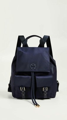 ❤️全新專櫃款Tory Burch Tilda Medium Nylon Backpack 深藍色尼龍後背包~特價$8999