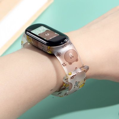 卡通印花 矽膠錶帶 透明色 適用於 小米手環6 5 4 3 替換腕帶 小米手環替換帶 男生錶帶 女生腕帶 小米手錶帶