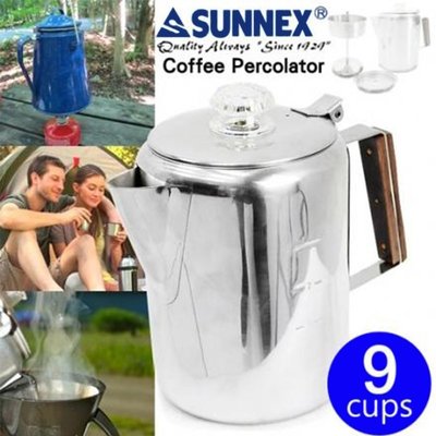 【露營趣】CAMP LAND SUNNEX RV-ST270-9 九杯份不鏽鋼美式咖啡煮壺 (滴煮式) 咖啡壺 茶壺