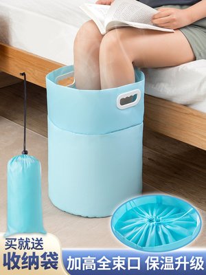 居家家便攜折疊水桶戶外加大帶提手水盆加厚保溫層洗腳桶旅行神器~特價